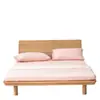 Sábana Bajera Ajustable de Algodón Lavado a Cuadros Estilo Japonés Muji Color Sólido Algodón Puro Sábana Simple