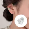Clip para Oreja Perforada de Circonita Super Flash Diamante Completo Modelo de Bienestar para Mujeres Ola Europea y Americana Cruz Diamante Completo Clip para Hueso de la Oreja Aretes Ganchos para Oreja