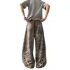 Jeans Scimitar con Estampado de Leopardo Moteado Impresos en 3D para Hombre, Diseño de Calle Alto Americano de Verano, Pantalones Casuales Sueltos de Pierna Ancha
