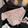 Estilo Dulce Francés Con Cordones Antibacteriano Algodón Puro Entrepierna Transpirable Ropa Interior para Niñas Encaje Hueco Moño Cintura Media Bragas