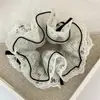 Elástico de Cabelo de Renda de Alta Qualidade Camada Dupla Moda Malha Bolinhas Laço Preto Coque Corda de Cabelo Elegante
