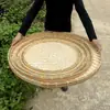 Productos de Bambú Hechos a Mano, Recogedor Redondo de Bambú, Tamiz de Bambú sin Perforaciones, Bandeja de Bambú, Cesta Decorativa para Pintura de Jardín de Infancia