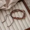 Novo Bracelete Colorido com Contas Estilo Chinoiserie para Mulheres, Estilo Antigo, Bracelete Trançado Ajustável de Alta Qualidade, Bracelete Multicamadas de Nicho