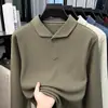 Nueva tela Dejong de gofre con cierre de cuatro botones a presión, nueva sudadera para hombre, otoño 2026, cuello camisero, camiseta básica casual para hombre