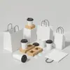Bolsas Personalizables para Llevar de Café y Té con Leche, Bolsas de Empaque de Papel Kraft, Bolsas para Taza Individual y Doble, Bolsas Tote para Repostería y Bebidas