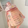 Vaso de agua para mujer, estilo verano, diseño simple, gran capacidad, con pajita, vaso espacial, portátil, apto para hombres y mujeres, estudiantes y deportes, botella de agua linda y de gran tamaño