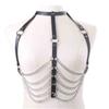 Collar de Cuero Europeo y Americano Collar de Cuello Cadena Corporal de Una Pieza Joyería Trendy Sexy Cadena de Pecho Danza del Vientre Personalizado Sesión Callejera Cadena de Cintura