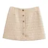 Chaqueta Corta Sexy de Tweed Clásica Retro Francesa de un Solo Botón + Falda de Cintura Alta a la Moda para Mujer