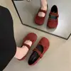 Zapatos planos rojos bajos estilo francés para mujer, nueva colección primavera-otoño, zapatos planos Mary Jane de hada delicada