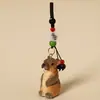 Pingente de chaveiro de marmota de madeira esculpida à mão, decoração fofa de animalzinho de madeira para mochila, presente para amigos