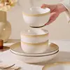 Conjunto Simples de Tigela e Prato Japonês para Uso Doméstico Novas Tigelas e Pratos de Cerâmica Cor Sob Esmalte Alto Aparência Tigela de Arroz Prato de Sopa Prato de Jantar