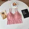 Camisola sexy de longitud media transfronteriza con espalda de belleza, ropa interior con almohadilla en el pecho, de una pieza que no se mueve y chaleco tubo top con encaje en la cintura