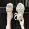Sandalias de Boca Baja y Tacón Alto, Suelas Suaves, Estilo Coreano, Para Personas Bajas, No Cansan, Zapatos de Mujer Estilo Británico 2024 Celebridad de Internet, Elegantes