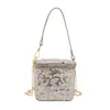 Bolso Pequeño Cuadrado de Lentejuelas Estilo Coreano de Moda 2026 Nuevo Modelo Bolsa de Maquillaje Nicho Popular Bolso de Cadena para Lipstick