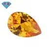 Piedras Preciosas Huagang Forma de Pera 22 # Corindón Amarillo Piedra Suelta Cabujón, Zafiro Amarillo Sintético en Forma de Lágrima Incrustación de Piedra Principal.