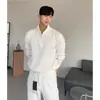 Suéter de punto para hombre con cuello medio y cremallera, jersey casual de punto de manga larga de alta gama, chaqueta blanca elegante y versátil