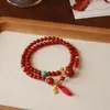 Série de Pulseiras de Ágata Vermelha do Sul Natural Estilo Chinês Novo para Mulheres com Design de Estilo Nacional para o Ano de Nascimento, Seguro e Boa Sorte Atacado