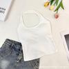 Novo Top Cropped de Cor Sólida Estilo Garota Apimentada com Decote Halter Slim Versátil Base Sexy Slim Peça de Sobrepor Puro Desejo Estilo Hong Kong Camisola