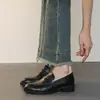 Versión de Piel de Vaca~ Zapatos Pequeños de Piel de 5 cm Que Se Pueden Usar Casualmente Dentro del Lugar de Trabajo, Zapatos Slip-On Versátiles para Viajar al Trabajo, Zapatos Pequeños de Piel Estilo Británico