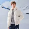 Nueva chaqueta de plumón de invierno para hombre Enbu, moderna, casual, versátil, con capucha, engrosada, cálida, de corte holgado y elegante prenda de abrigo