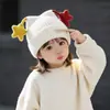 Nuevo gorro de invierno para niños con estrella y orejas de gato, gorro de lana para niñas, gorro de punto grueso a prueba de viento y cálido para bebés niños