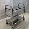 Carrito de comedor de acero inoxidable engrosado, carrito móvil, carrito de vino comercial para hotel, carrito de puesto, carrito de puesto