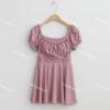 5 colores] Nuevo traje de baño de color sólido conservador de manga corta para niña delgada, falda de cintura alta, traje de baño de ángulo plano delgado para mujer