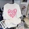 Camiseta blanca holgada para mujer, camiseta informal de manga corta con estampado de diseño nacional, para hombre y mujer.