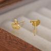 Aretes de Plata Esterlina 999 Hoja de Albaricoque para Mujer Lujo Ligero Nicho Simple Aretes de Lazo Soporte de Oreja de Trébol Aretes Pequeños
