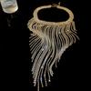 Collar geométrico con borlas multicapa con incrustaciones de diamantes, estilo Joker, cadena de suéter de alta gama, joyería de temperamento de moda de nicho al por mayor
