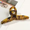 Pinza para el cabello vintage de carey hecha de material de PC para mujer, Pasador de alta gama con estampado de leopardo para recogidos en la parte trasera de la cabeza, Accesorio para el cabello tipo pinza de tiburón