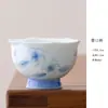 Taza de té de cerámica azul con loto pintado a mano con color de engobe para el hogar taza para degustación de té pu'er juego de té kung fu taza de maestro taza individual