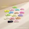 Clip de Clip de Borde de Color Macarrón de Laca Brillante Cuadrado Hueco de 6.0 cm Clip para el Cabello Sin Costuras Accesorios para el Cabello DIY Estilo Ins