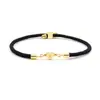Pulsera de Cuerda Negra Más Vendida Transfronteriza Letras Inglesas A-Z Corazón de Melocotón Chapado en Oro Iniciales Inglesas Grabadas Pulsera Ajustable
