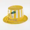 Sombrero de Copa con Polvo Dorado Estampado con Feliz Año Nuevo Sombrero de Plástico PVC de Moda Especial para Fiesta de Año Nuevo Logo Imprimible