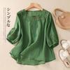 Camiseta Informal de Lino Bordado Estilo Nuevo Verano Sudeste Asiático 2026 Exportación Talla Grande Holgada Top de Algodón y Lino para Mujer