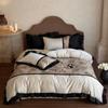 Conjunto de quatro peças de algodão italiano leve e luxuoso de fibra longa, capa de edredom com estampa digital retrô de algodão, roupa de cama das quatro estações