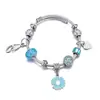 Nuevo Pulsera de Amor con Colgante de Margarita Azul Lago de Panjia, Vidrio de Resina con Cuentas de Hoja