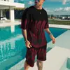 Conjunto de camisetas casuales deportivas de manga corta con cuello redondo, estampado digital 3D de tentáculo colorido, sitio web independiente transfronterizo