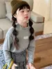Camiseta Básica Suave Elástica con Volantes Estilo Coreano Otoño para Niñas Yuyu Princess con Adorno de Encaje en Color Sólido