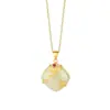 Nuevo Colgante de Plata 925 Chapada en Oro Hetian Jade Estilo Antiguo Chinoiserie para Mujer Diseño Étnico Estilo Antiguo Collar Cheongsam Dinastía Han