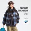 Jaqueta Esportiva de Baseball de Lã Xadrez Estilo Coreano de Inverno para Meninos 2025 Nova Roupa Infantil Jaqueta de Algodão Engrossada