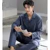 Pijama Estilo Novo 2026, Algodão Puro Primavera e Outono, Pode Ser Usado Fora, Cardigan Oversized de Manga Longa de Alta Qualidade, Conjunto 100% Algodão