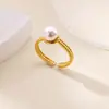 Estilo Ins Nuevo Anillo Serie Perla Imitación Acero Inoxidable Anillo Forma de Corazón Nicho para Mujer Acero de Titanio Lujo Accesible Joyería de Mano Al por Mayor
