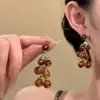 Âmbar Caramelo ~ Brincos com Franja de Resina de Bola Maillard Brincos de Cacho de Uva Femininos Brincos de Alta Qualidade