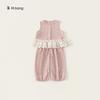 Roupa Infantil Youbao Estilo Verão Meninas Gola Redonda Sem Mangas Top de Renda Coração Doce Calça Legging de Bolinhas Terno Infantil