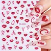 Pegatinas para Uñas Artísticas de San Valentín con Nuevo Brillo Transfronterizo, Brillo Fino Ins, Labios Rojos Románticos, Corazón, Pegatinas Adhesivas DIY para Uñas