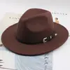 Chapéu de Lã Outono e Inverno Novo Cruzado Europeu e Americano Estilo Britânico Chapéu Jazz Cor Sólida Aba Larga Chapéu Placa Leve Chapéu de Feltro Masculino e Feminino