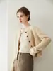 Novo cardigã de cashmere feminino para outono e inverno, gola redonda, jaqueta de tricô de abotoamento simples, suéter de cashmere solto, macio e leve