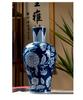 Vaso de cerâmica chinês azul e branco com fundo azul planta verde hidropônica flores ornamentos de vaso de cerâmica ornamentos de sala de estar